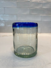 Load image into Gallery viewer, Cobalt Blue Rim Glass Drinkware
