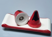 Load image into Gallery viewer, Ceramic Salt &amp; Pepper Cellars with plate
