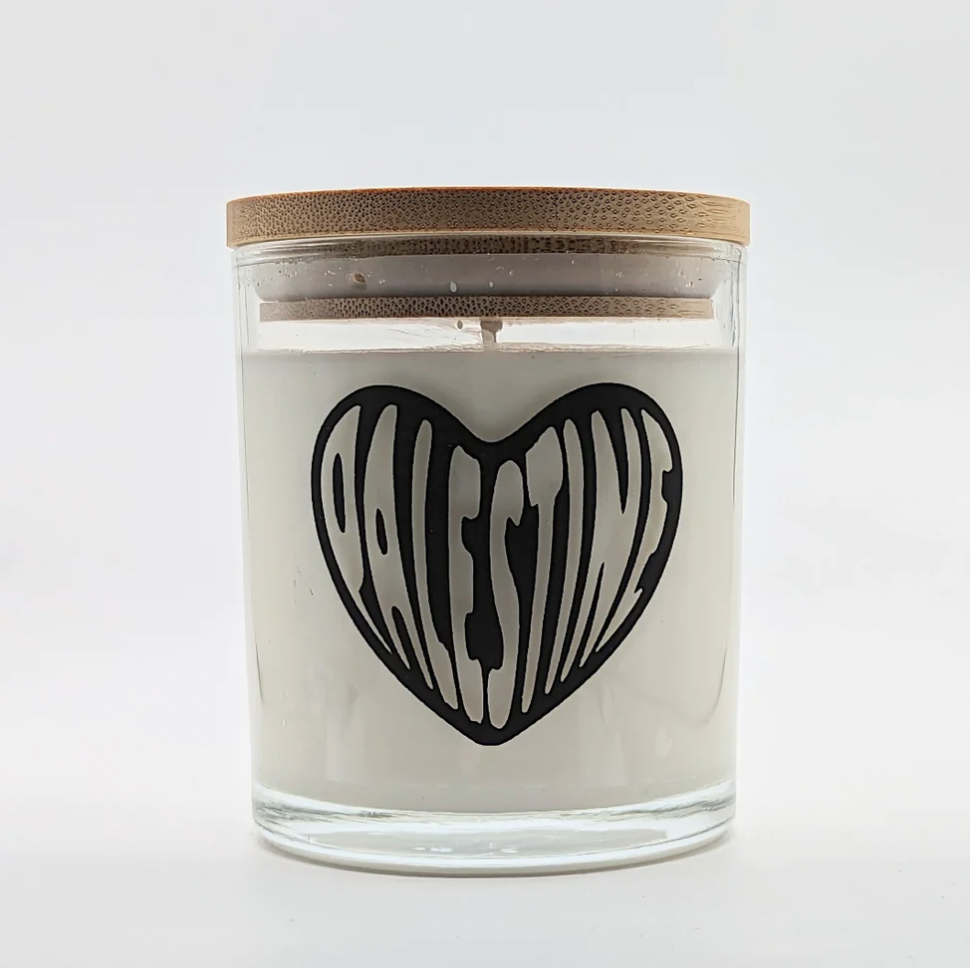 Palestine Heart Candle