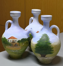 Load image into Gallery viewer, Hand Painted Clay Water Pitcher
