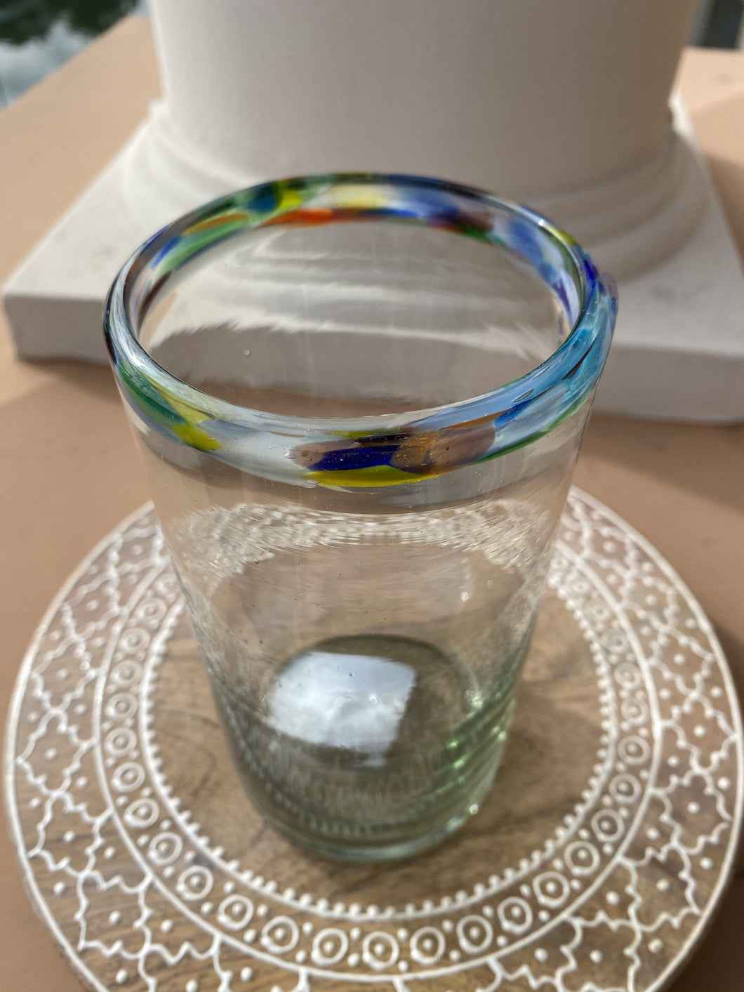 Mexican Confetti Rim Recycled Glass Cup